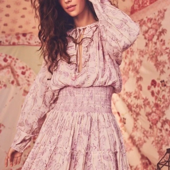 Hemant and Nandita Sahar Paisley  Pink Mini Dress Sz Small NWT - Picture 7 of 16